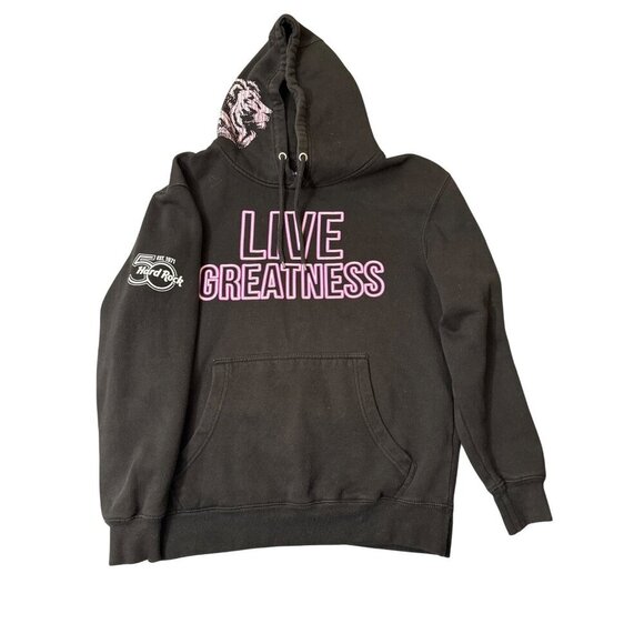 Hard Rock Other - Lionel Messi Hard Rock Hoodie Live Greatness Black Pink Medium Cotton/Polyester